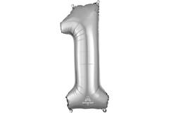 Foil balloon - Number - 1 - Silver - 86 cm
